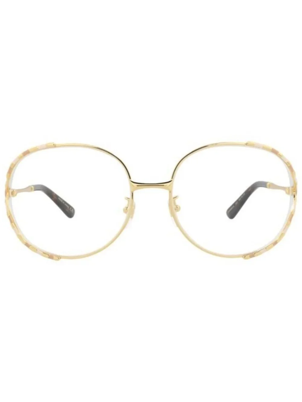 New Gucci Womens Round/Oval Gold Gold Transparent Fashion Designer Eyeglasses
